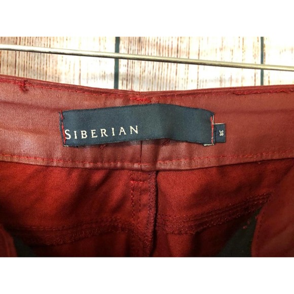 SIBERIAN STUDDED TRIM RED STRETCH SKINNY PANTS 38 - Picture 3 of 6